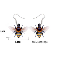 Load image into Gallery viewer, Acrylic Flying Honey Bee Insect Earrings Big Long Dangle Drop Novelty Animal Jewelry For Women Girls Ladies Teens Gift
