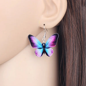 Butterfly Insect Dangle Drop Earrings Acrylic Big Bright-Colored Novelty Jewelry For Women Girls Ladies Teens