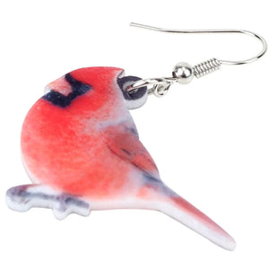 Unique Northern Cardinal Bird Earrings Big Long Dangle Acrylic Drop Novelty Birds Animal Jewelry For Women Girls