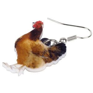 Acrylic Chicken Hen Earrings Big Long Dangle Drop Novelty Farm Fowl Jewelry For Women Girls Cartoon Animals Chicken Lady