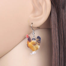 Load image into Gallery viewer, Acrylic Chicken Hen Earrings Big Long Dangle Drop Novelty Farm Fowl Jewelry For Women Girls Cartoon Animals Chicken Lady
