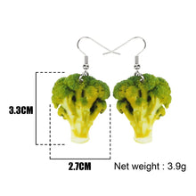 Load image into Gallery viewer, Novelty Acrylic Broccoli Earrings Big Long Dangle Cute Vegetable Drop Jewelry For Women Girls Ladies Teens Kids Foodie Great Gift
