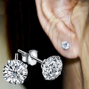 Luxury Female 6/7/8mm Round Lab Diamond Earrings 100% Real 925 Sterling Silver Earrings For Women Small Screw Stud Earrings