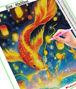 5D Diamond Painting Crafts Full Diamond Square Round Drill Embroidery Fish Pond Home decor