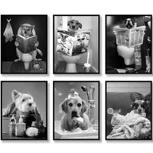 Load image into Gallery viewer, Black And White Modern Funny Toilet Bathroom Dog Stylish Wall Art DIY Diamond Painting 5D Diamond Mosaic Home Decor
