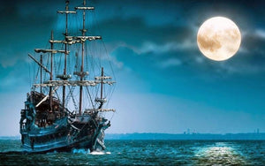 5D DIY Diamond Painting Old Sailing Ship Full Moon Full Square Drill 3D Embroidery Cross Stitch 5D Home Decor