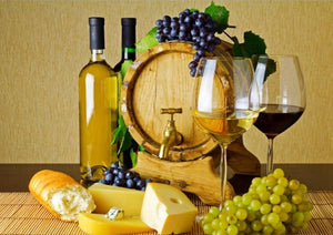 Wine Barrel & Cheese 5D DIY Diamond Painting Full Square Drill Cross Stitch Embroidery 3D Home Decor Craft Gifts