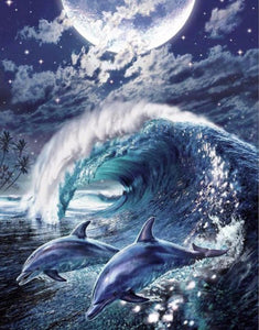 Dolphins 5D Diamond Painting Sea Animal Bead Art DIY Round Drill Diamond Painting Art Ocean Mosaic Ships from USA