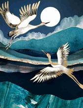 Load image into Gallery viewer, 5D Diamond Painting Kit White Bird Egret DIY Craft Kits Cross Stitch Embroidery Art Full Moon Painting Wall Mosaic Craft Kit USA
