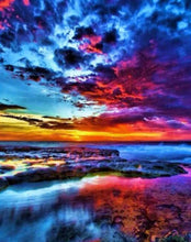 Load image into Gallery viewer, Colorful Sky Ocean Sunset 5D Diamond Painting Round Drill Diamond Cross-Stitch Embroidery Background Free Tools Included USA
