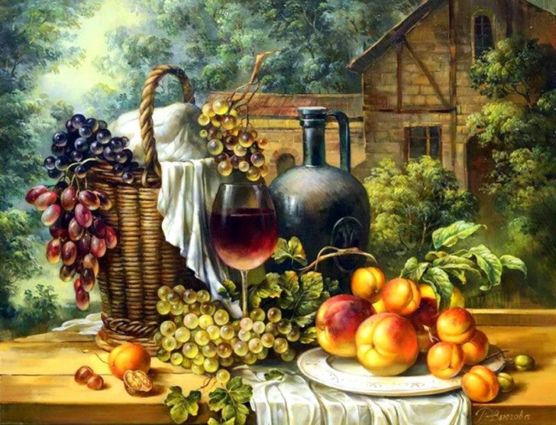 Fruit Basket & Wine 5D DIY Diamond Painting Full Square Drill  Cross Stitch Embroidery 5D Home Decor Make a Great Gift