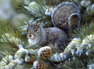 Grey Squirrel DIY Full Round Drill Diamond Painting Forest Animal Beaded Artwork Pine Tree Home Decor Ships from USA