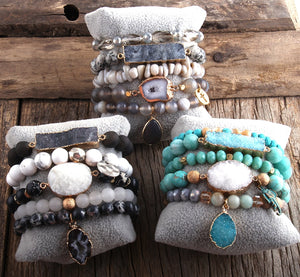 5pc Designer Hobo Beaded Bracelet Set Natural Stone Bracelets Bangles Set For Women Fashionable Every Day  Jewelry