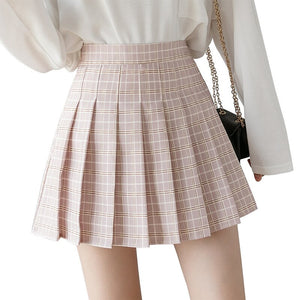 Hot Style Harajuku Fashion Women Japanese Style  Mini Pleated Skirts Casual Loose Plaid Skirt High-Rise Waist New Fashion