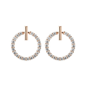 Fashionable 925 Sterling Silver or Gold Crystal Rhinestone Geometric Round Stud Earrings For Women Beautiful Bling Jewelry Great Gift
