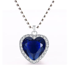 Load image into Gallery viewer, Titanic Heart of the Ocean Necklace Blue Heart Love Forever Pendant Necklace for Women Velvet Box Jewelry Gifts Movie Memorabilia
