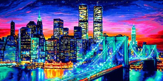 Colorful Diamond Painting Kits Cross Stitch Diamond Mosaic City Night View Landscape Art Bead Embroidery Home Decor