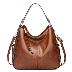 Leather Womens Hobo Bag Female Handbags Leisure Shoulder Bags Fashionable Purses Vintage Style Large Capacity Tote Bag