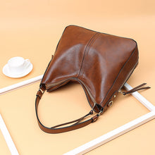 Load image into Gallery viewer, Leather Womens Hobo Bag Female Handbags Leisure Shoulder Bags Fashionable Purses Vintage Style Large Capacity Tote Bag
