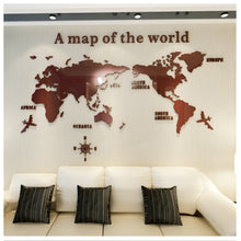 Load image into Gallery viewer, 3D World Map Acrylic Solid Piece Waterproof Mold-proof Bedroom Office Wall Decal Sticker for Living Room Classroom Decoration Ideas
