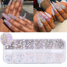 Load image into Gallery viewer, 12 Cube Container Set of AB Crystal Rhinestone Diamond Gem Art 3D Nail Glitter Decoration Beauty Nail Art Design
