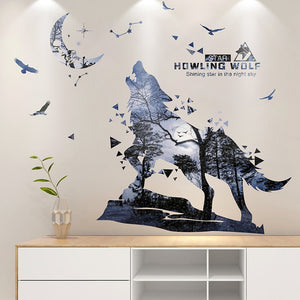 Self-Adhesive Silhouette Wolf Stickers Bedroom Living Room Decor Creative Personality Wall Decor Office Decoration Home Decor