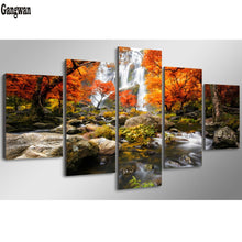Load image into Gallery viewer, 5-Panel DIY 5D Diamond Painting Forest Nature Stream Brook Creek Landscape Full Diamond Cross-Stitch Embroidery Mosaic Home Decor
