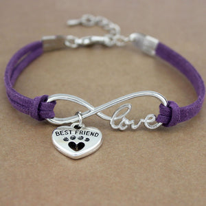 Dog Paws Best Friends Heart Unicorn Animal Infinity Love Charm Bracelets  Jewelry Women Men Girl Boy Unisex Gift 20 Colors