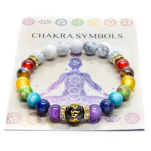 7 Chakra Bracelet with Meaning Card for Men Women Natural Crystal Healing Anxiety Jewelry Mandala Yoga Meditation Bracelet Gift
