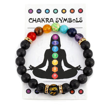 Load image into Gallery viewer, 7 Chakra Bracelet with Meaning Card for Men Women Natural Crystal Healing Anxiety Jewelry Mandala Yoga Meditation Bracelet Gift
