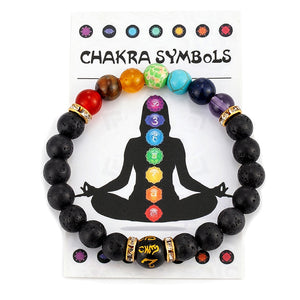 7 Chakra Bracelet with Meaning Card for Men Women Natural Crystal Healing Anxiety Jewelry Mandala Yoga Meditation Bracelet Gift