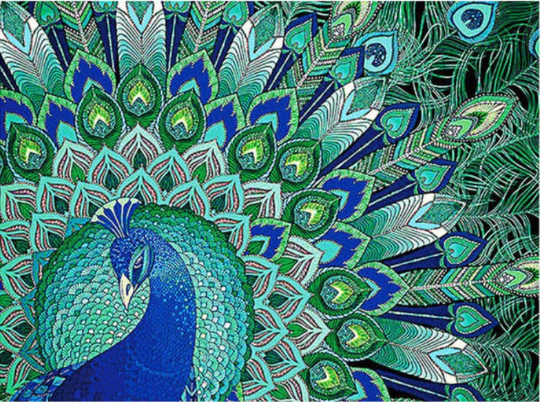 Round Drill 5D Diamond Painting of a Beautiful Colorful Peacock DIY Art Project At Home Craft Kit Ships from USA