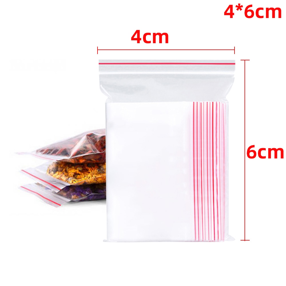 100-500PCS Resealable Zip Lock Plastic Bags Self Seal Clear Poly Bag Food Storage Package Pouches Vacuum Fresh Organize Bag