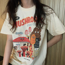 Load image into Gallery viewer, Mushroom Fan Club T-Shirts Cotton Material Retro Apricot Mushroom Cute Casual Summer Woman T-Shirt Fashion Streetwear
