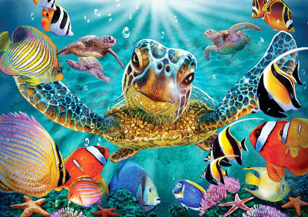 Full Round DIY Diamond Painting Sea Turtle Fish Mosaic Picture Rhinestones 5D Diamond  Cross Stitch Embroidery Background