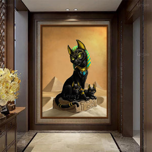 King Tut Diamond Art Egyptian Cat Painting  Ancient Egypt Pharaohs Feline Full Diamond Mosaic Embroidery Art Home Decor
