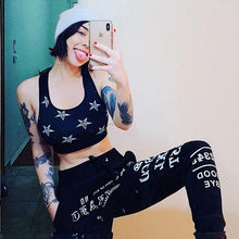 Load image into Gallery viewer, New Punk Grunge Gothic Pants Wegi Board Pentagram Pant Hollow Out Patchwork Trouser Vintage Look Ouija Board Black Trendy Joggers
