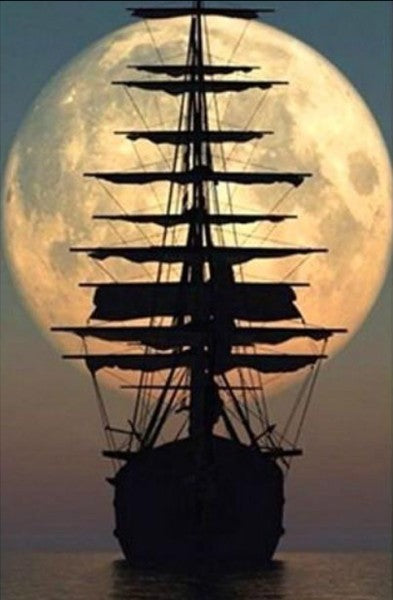 Sail Ship Full Moon 5D DIY Diamond Painting Full Square Drill 3D Embroidery Cross Stitch 5D Decor Gift