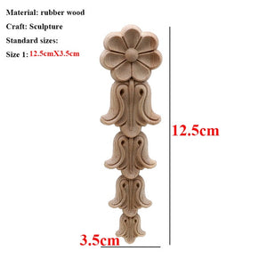 Unpainted Wood Oak Carved Wave Flower Applique for Home Furniture Decor Decorative Wood Carved Long