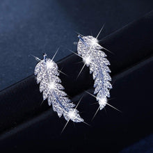 Load image into Gallery viewer, Fashion Feather Stud Earrings for Women Wedding Fine Jewelry Angle Wing CZ Leaves Earrings Brincos pendientes Xmas Gifts
