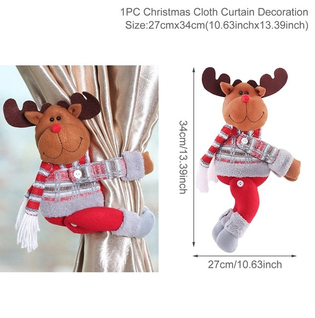 Santa Claus Elk Windows Christmas Curtain Decor Clip Merry Christmas Decor for Home Christmas Gifts