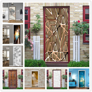 Home Design Door Decals Stickers on Doors DIY Self-adhesive Sticker Door Decorating Waterproof Wallpaper