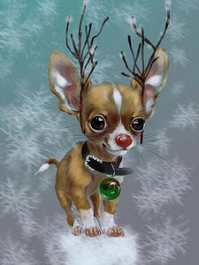 Rudolph Red Nose Chihuahua DIY Diamond Christmas Painting Full Drill Square Round Diamond Embroidery Cross Stitch Kit