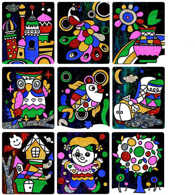9pcs/Set Cute Cartoon DIY Magic Transfer Wticker Transfer Painting Crafts for Kids Arts And Crafts Toys for Children Gift