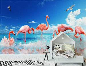 3D Wallpaper Home Improvement for Walls 3d Decorative Vinyl Wall Paper Modern minimalist flamingo background wall wallpapers