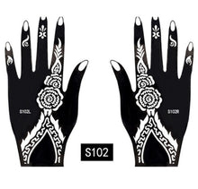 Load image into Gallery viewer, 2-Pc Set Temporary Tattoo stencil 25 designs Body Art Men Women Indian Henna Pattern Beauty Waterproof Fake Arm Hand Reusable Tattoo

