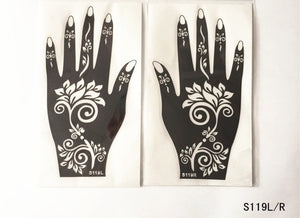 2-Pc Set Temporary Tattoo stencil 25 designs Body Art Men Women Indian Henna Pattern Beauty Waterproof Fake Arm Hand Reusable Tattoo