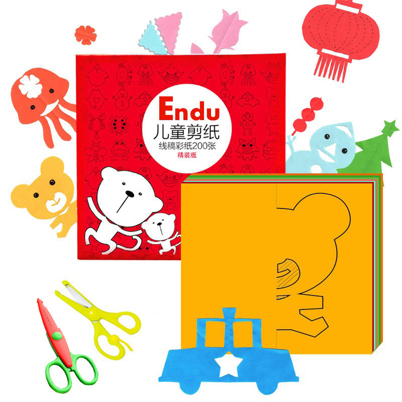 48pcs/set Kids cartoon color paper folding and cutting toys/children kingergarden art craft DIY educational toys