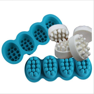 4-Cavity Molds 3D Handmade Soap Silicone Mold Massage Therapy Bar Soap Making Mould DIY Oval Shape Soaps Resin Crafts