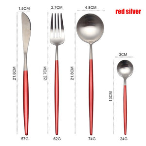 Spklifey Dinnerware Set Stainless Steel Cutlery Set Spoon Fork Knife Western Steel Cutlery Set Kitchen Accessories for Home
